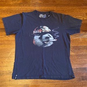 Vintage Lng Black Cool Graphic Print T-Shirt size M pre-owned condition